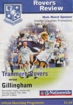 Tranmere Rovers v Gillingham Match Programme 2000-08-19
